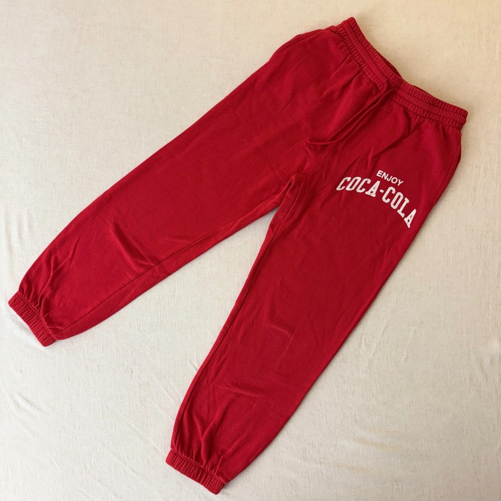 Coca-Cola Red Graphic Sweatpants Joggers Mens Small Enjoy Coca-Cola Logo - Picture 2 of 9
